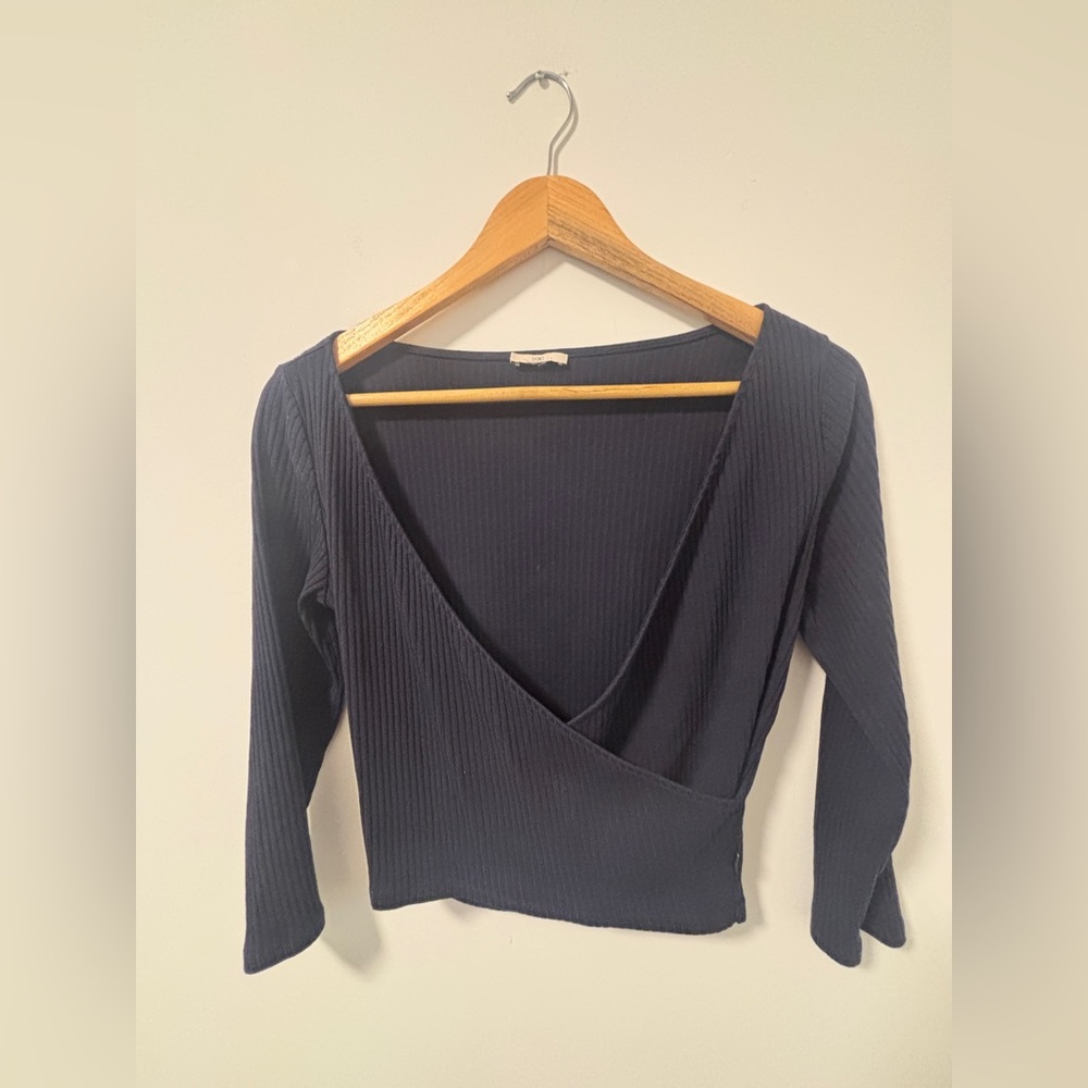 EDC brand Navy Ribbed V-Neck Blouse